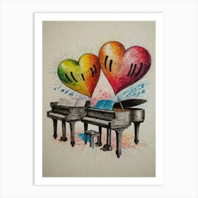 Piano Hearts Art Print