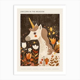 Unicorn In The Meadow Muted Pastels 4 Poster Art Print