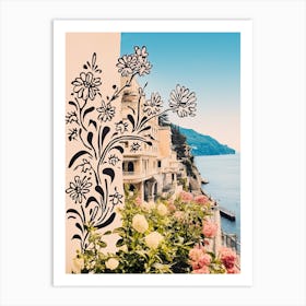 Amalfi Coast, Flower Collage 5 Art Print