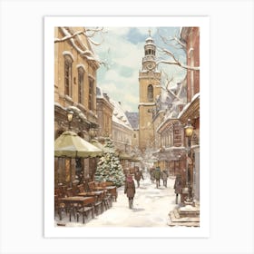 Vintage Winter Illustration Krakow Poland 2 Art Print