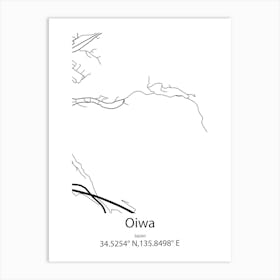 Oiwa,Japan Minimalist Map Art Print