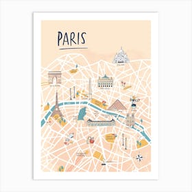 Paris Illustrated Map Art Print