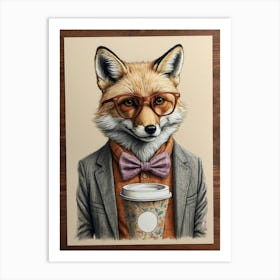 Fox In Glasses Art Print