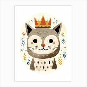 Little Bobcat 1 Wearing A Crown Art Print