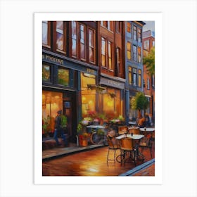 The city of Amsterdam, Netherlands, streets, cafes, passing by, the beauty of summer, oil colors.2 Art Print