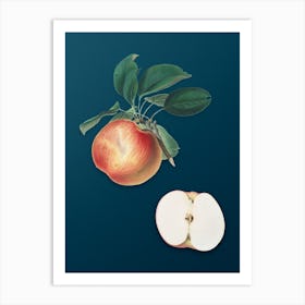 Vintage Apple Botanical Art on Teal Blue n.0678 Art Print