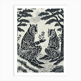 A Mythical Scene Of Tengu Spirits In A Forest Ukiyo-E Style Art Print