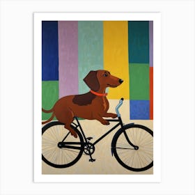 Dachshund On A Bike 1 Art Print