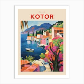 Kotor Montenegro Fauvist Travel Poster Art Print