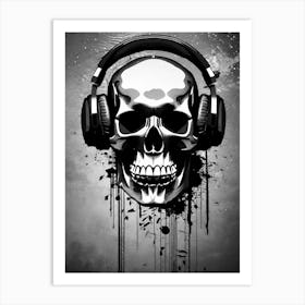 Skull With Headphones 121 Art Print