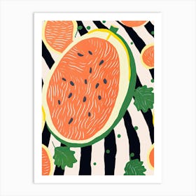Cantaloupe Fruit Summer Illustration 2 Art Print