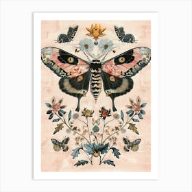 Pink Butterflies William Morris Style 6 Art Print