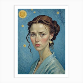 Portrait of a Woman Starry Night Art Print