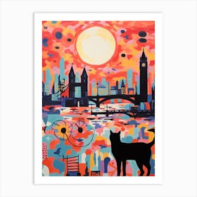 London, United Kingdom Skyline With A Cat 6 Art Print