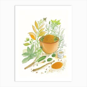 Ginger Spices And Herbs Pencil Illustration 2 Art Print