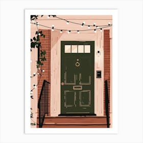 Front Door With String Lights Art Print