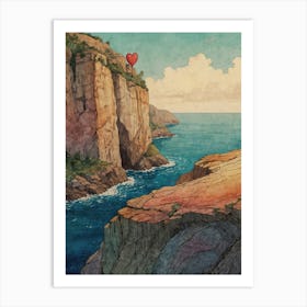 Heart On The Cliff 4 Art Print