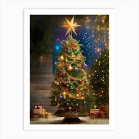 Christmas Tree With Gifts Art Print