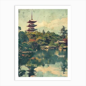 Nara Park Japan Mid Century Modern 2 Art Print