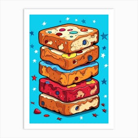 Stack Of Fruit Cake Pop Art Cartoon Art Print