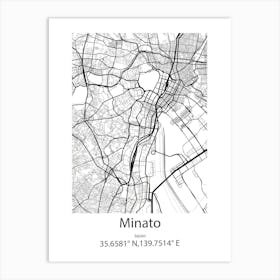 Minato,Japan Minimalist Map Poster