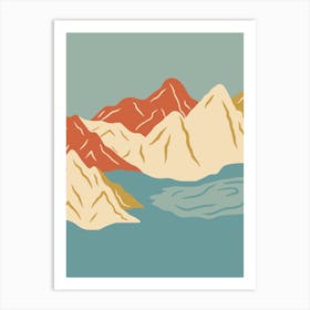 Mountain Lake Landscape Abstract Art Print