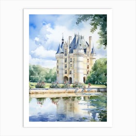 Chateau De Chenonceau Gardens France Watercolour 2  Art Print