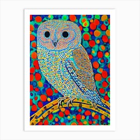 Barn Owl Yayoi Kusama Style Illustration Bird Art Print