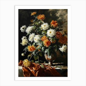 Baroque Floral Still Life Chrysanthemums 2 Art Print