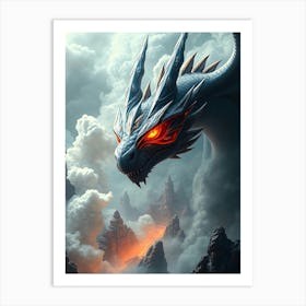 Black Dragon In The Sky Art Print