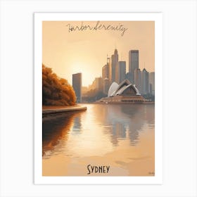 Sydney, minimalist soft tones palette, watercolor poster Art Print