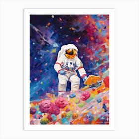 Astronaut And Colourful Bricks 3 Art Print