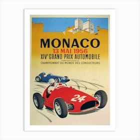 Monaco, 1956 Grand Prix illustrated by J. Ramel Art Print