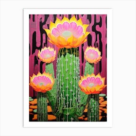 Mexican Style Cactus Illustration Notocactus Cactus 4 Art Print