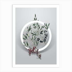 Vintage Wild Olive Minimalist Flower Geometric Circle on Soft Gray n.0025 Art Print