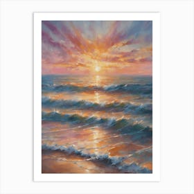 Pastel Sunrise Over Key West Florida - Ocean Coastal Oil Painting Dreamscape Art Print