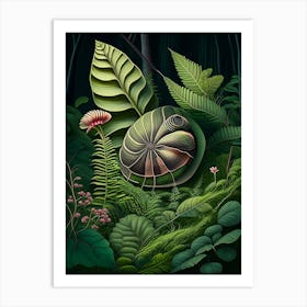 Garden Snail In Forest 1 Botanical Art Print
