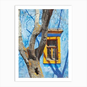 Tree In A Blue House Art Print