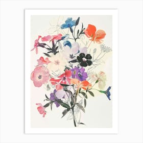 Phlox 3 Collage Flower Bouquet Art Print