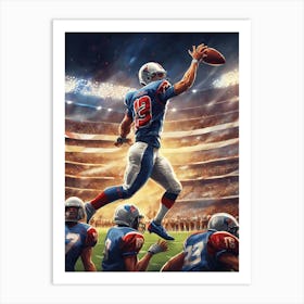 Football Player Catching The Ball Art Print