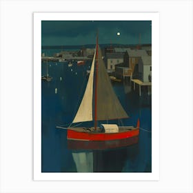 Sailboat At Night 1 Art Print