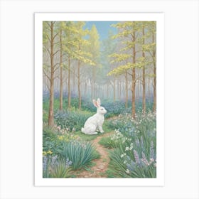 White Rabbit In The Spring Woods Art Print