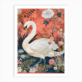 Floral Animal Painting Swan 1 Art Print