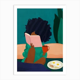 Illustration Of A Girl Reading A Book Art Print