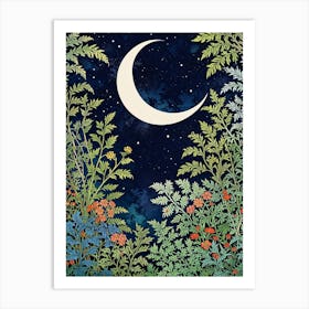 Moon And Flowers 2 Art Print