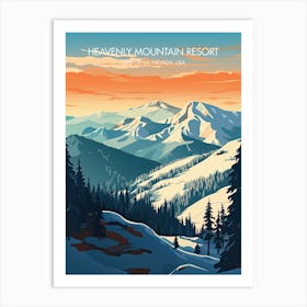 Poster Of Heavenly Mountain Resort   California Nevada, Usa, Ski Resort Illustration 3 Art Print