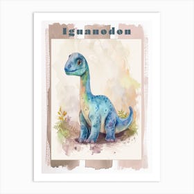 Cute Cartoon Iguanodon Dinosaur 3 Poster Art Print