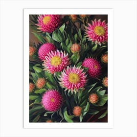 Proteas Still Life Oil Painting Flower Art Print