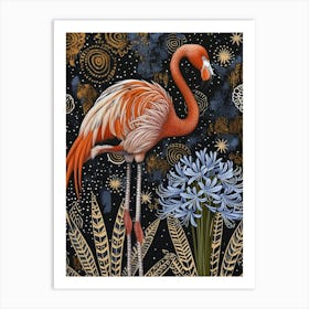 Greater Flamingo And Agapanthus Boho Print 3 Art Print