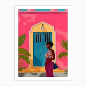 Cartagena Life Pink Plant Lover Woman Art Print